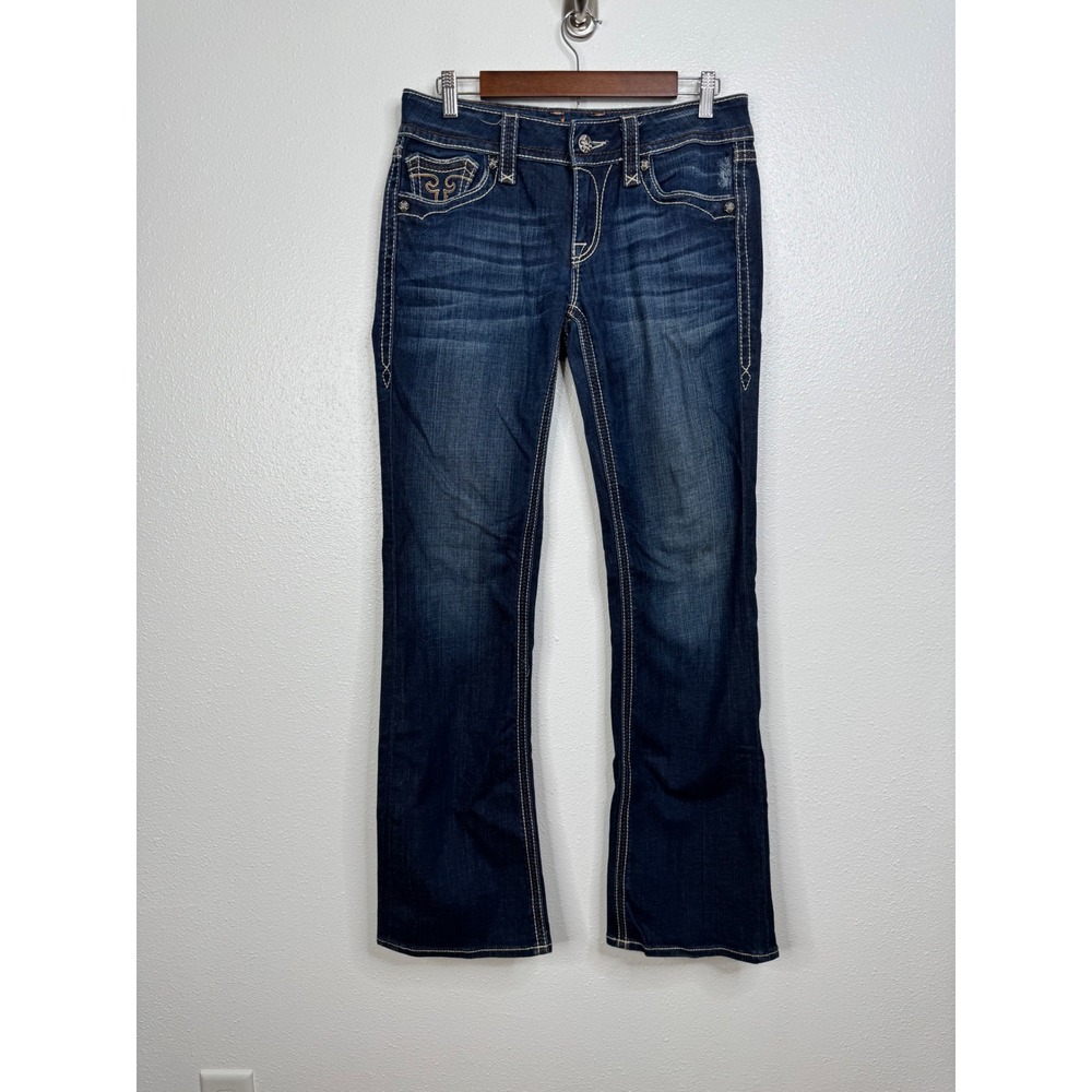 Rock Revival Debbie Bootcut Jeans Dark Wash Embroidered‎ Flap Pocket Size 30